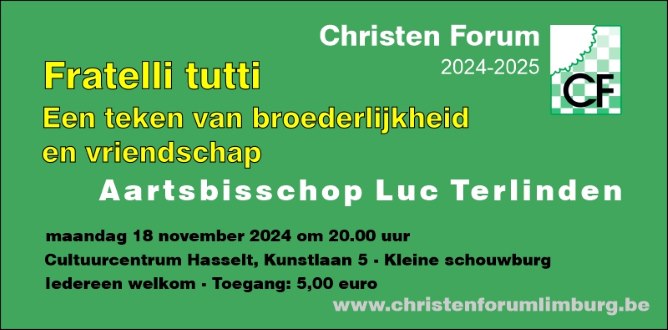 CF conferentie op 18 november 2024, "Fratelli tutti, een teken van broederlijkheid en vriendschap".