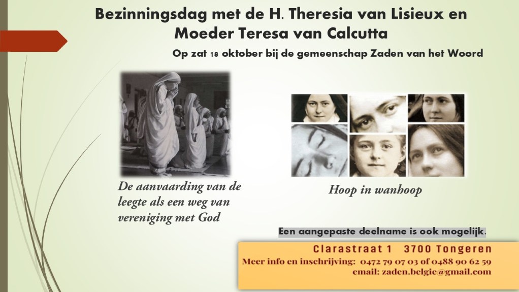 Bezinningsdag bij de gemeenschap Zaden van het Woord te Tongeren.