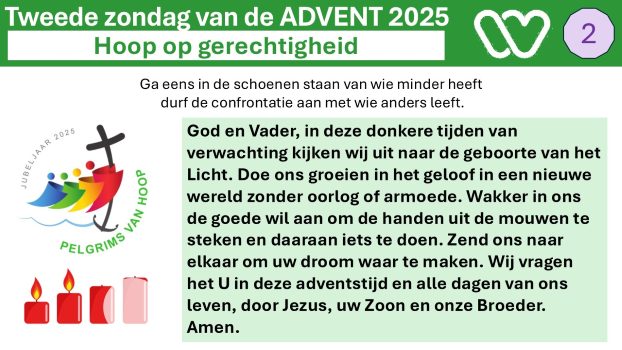 Adventsbezinning bij het tweede kaarsje.