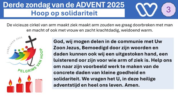 Adventsbezinning bij het derde kaarsje.