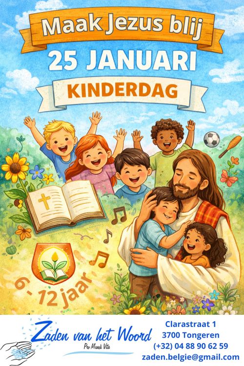 affiche van de kinderdag bij de Zaden van het Woord.