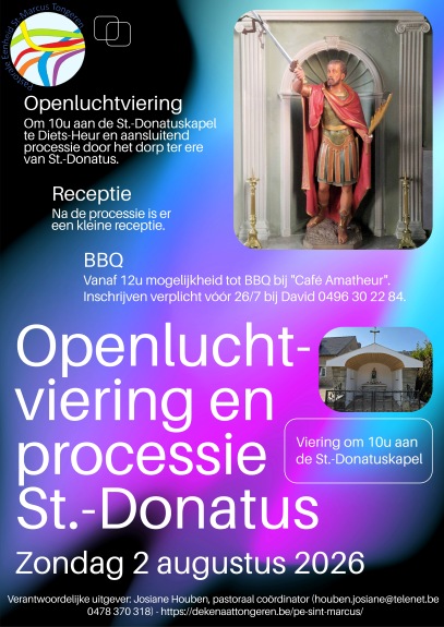 Sint-Donatusviering in Diets-Heur op zondag 2 augustus 2026.