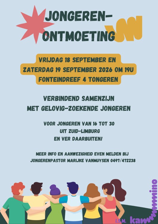 Jongerenontmoeting in Tongeren op vrijdag 18 september en zaterdag 19 september 2026.